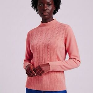 NWOT Chic Coral Cable Knit  Soft Turtleneck Sweater size Large